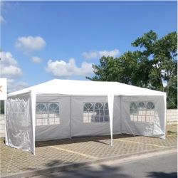 10'x20' Outdoor Party Tent, Large Wedding Birthday Tents for Parties, White Canopy Tent with 6 Removable Si det