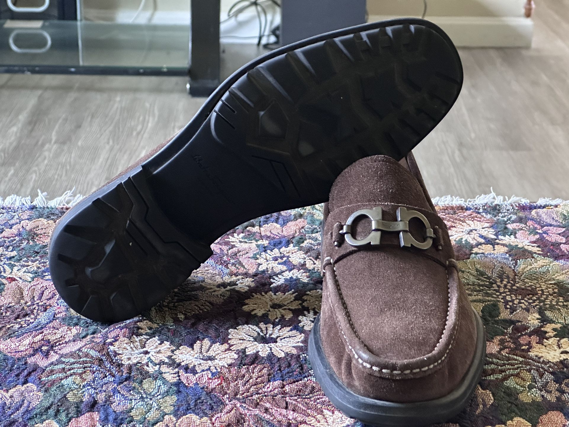 Salvatore Ferragamo Master Gancini Horse Bit Brown Suede