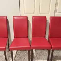 Like New Four Festive Faux Leather Dining Chairs