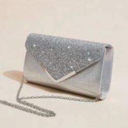 Silver glittery party purse