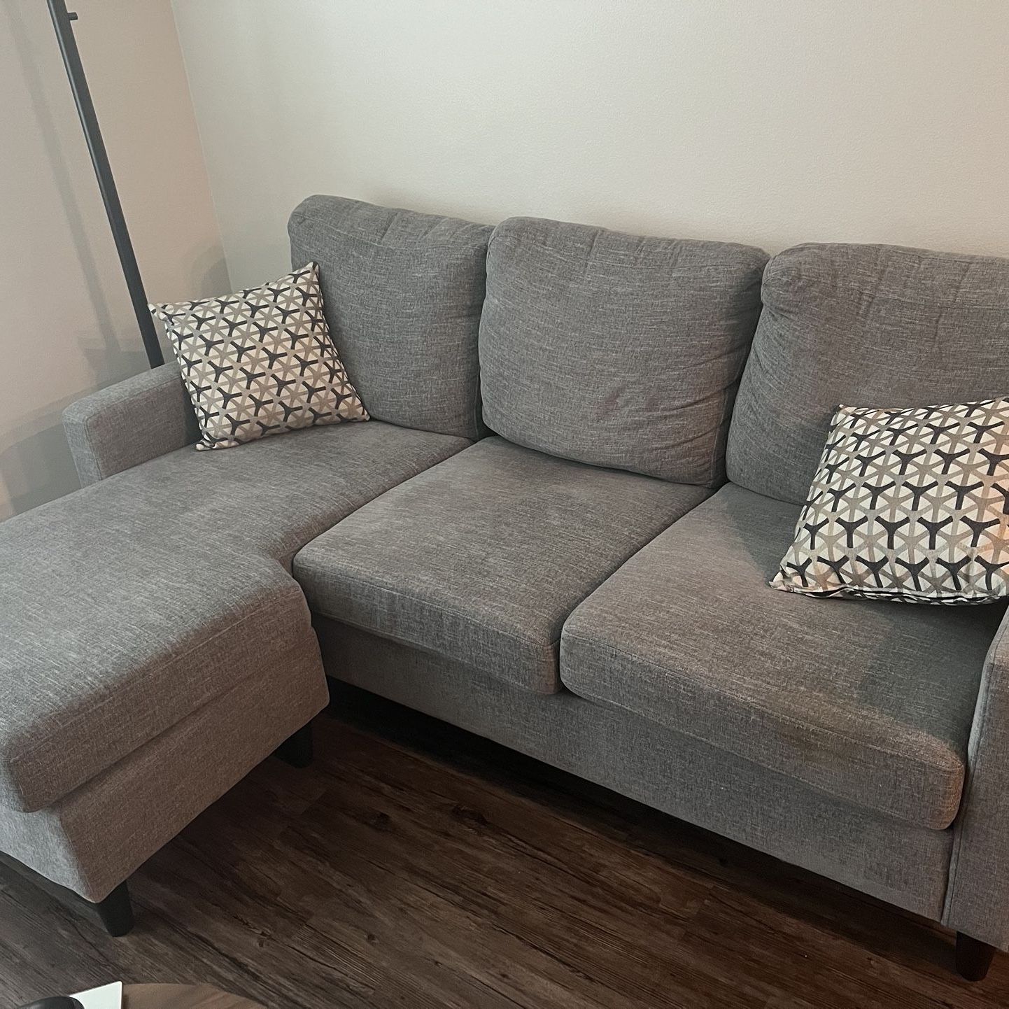 Living Spaces Gray 80” Sectional Sofa with Reversible Chaise