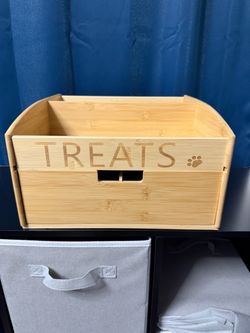 Bamboo Pet Treats Storage Box with Drawer