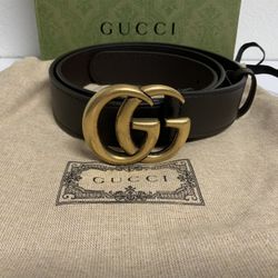 Authentic Gucci Leather Belt In Brown 