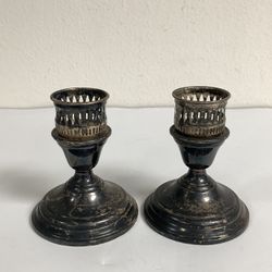 Vintage Berkeley International ~ Sterling Hurricane Lamps/Candleholders 112-15 