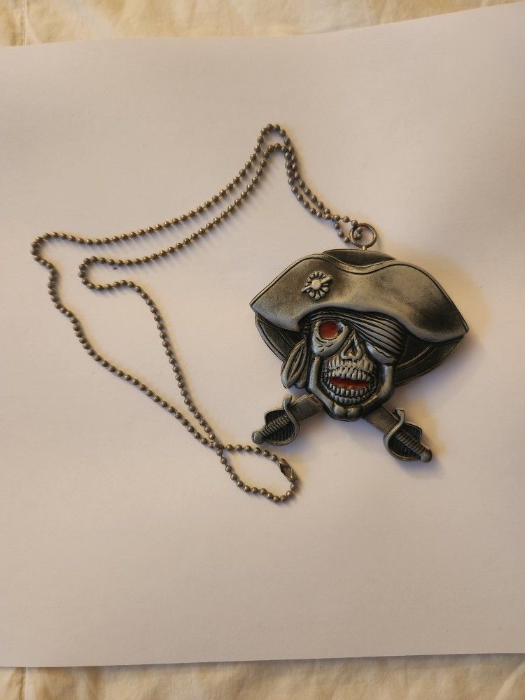 Pirate Skull Necklace W/ Swords That Remove