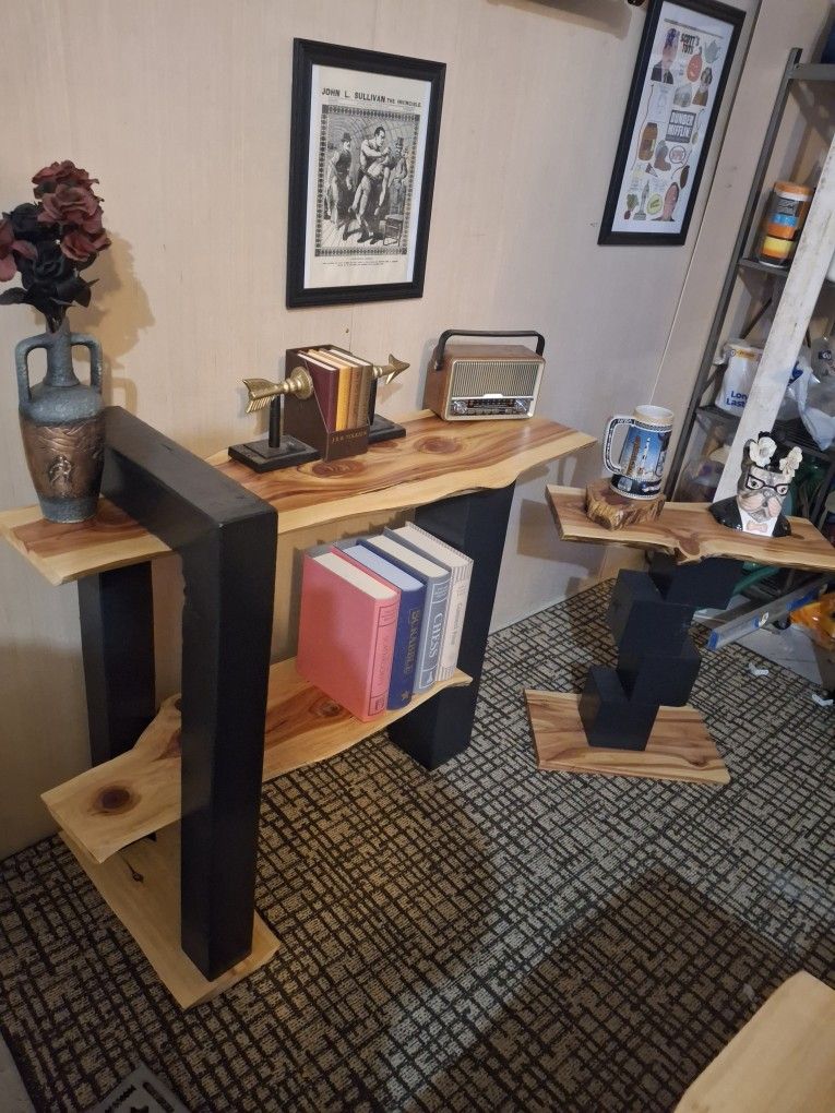 LIVE EDGE CONSOLE AND SIDE TABLE