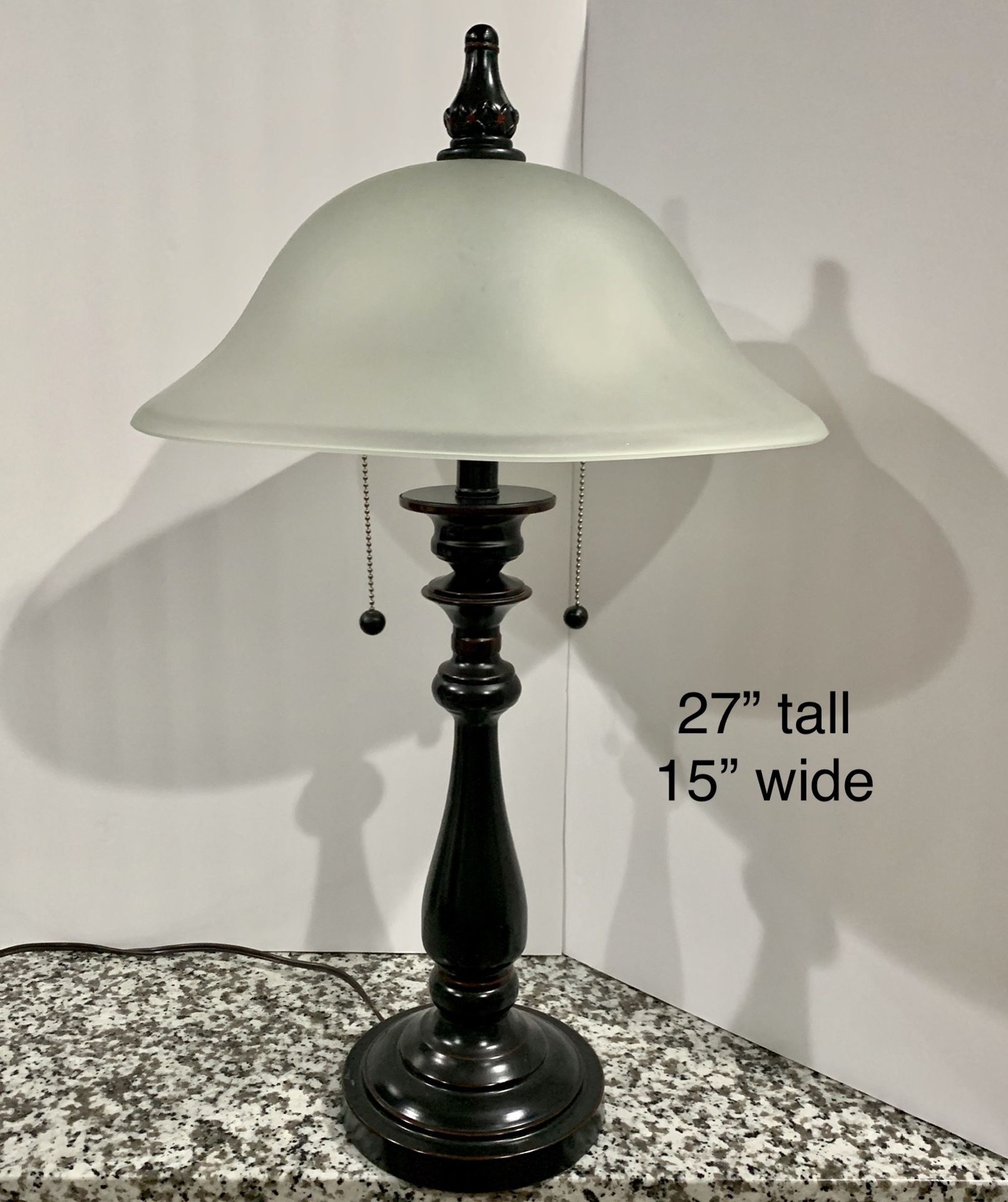 Lamp with glass shade