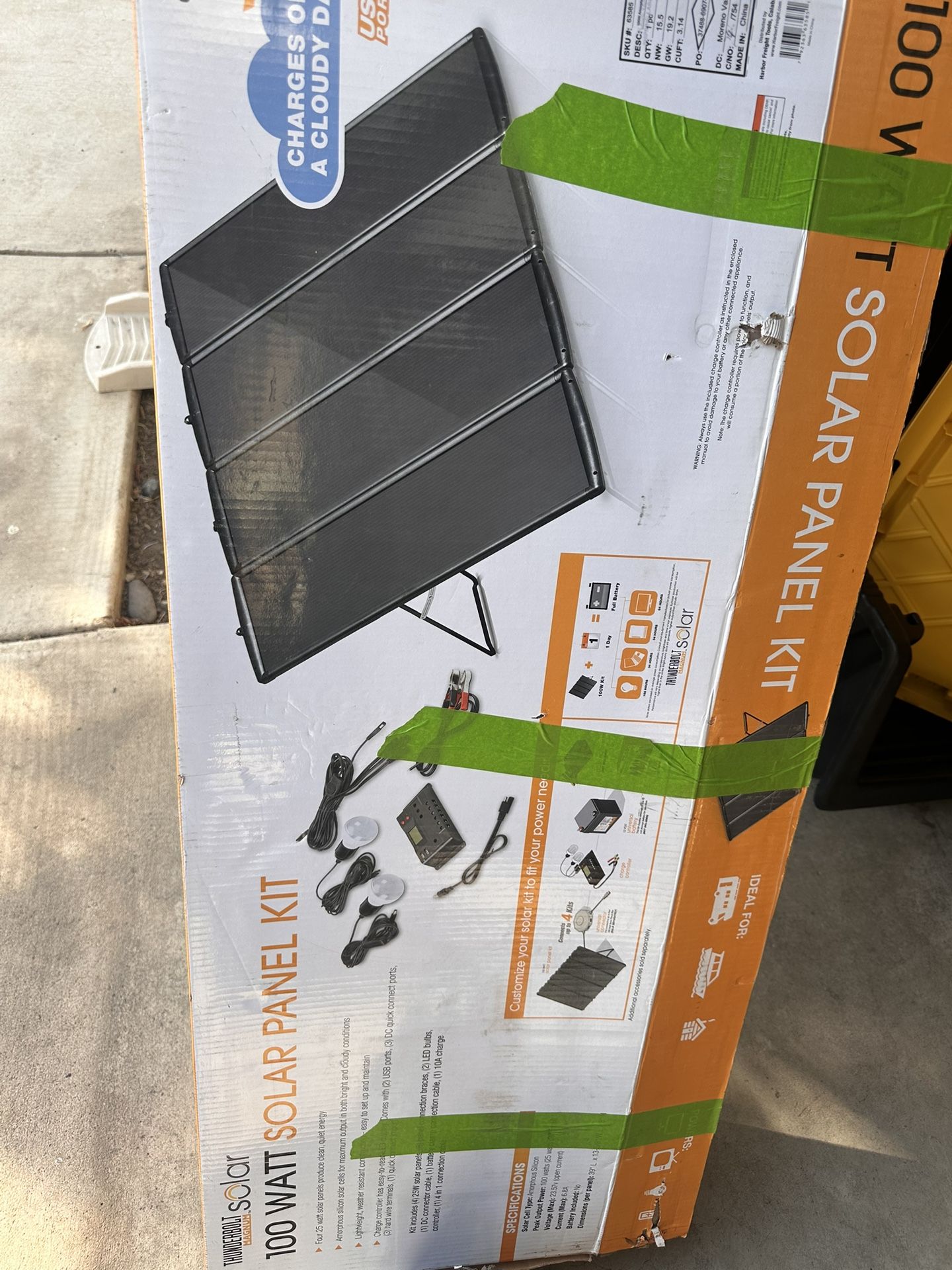 THUNDERBOLT SOLAR 100 Watt Amorphous Solar Panel Kit