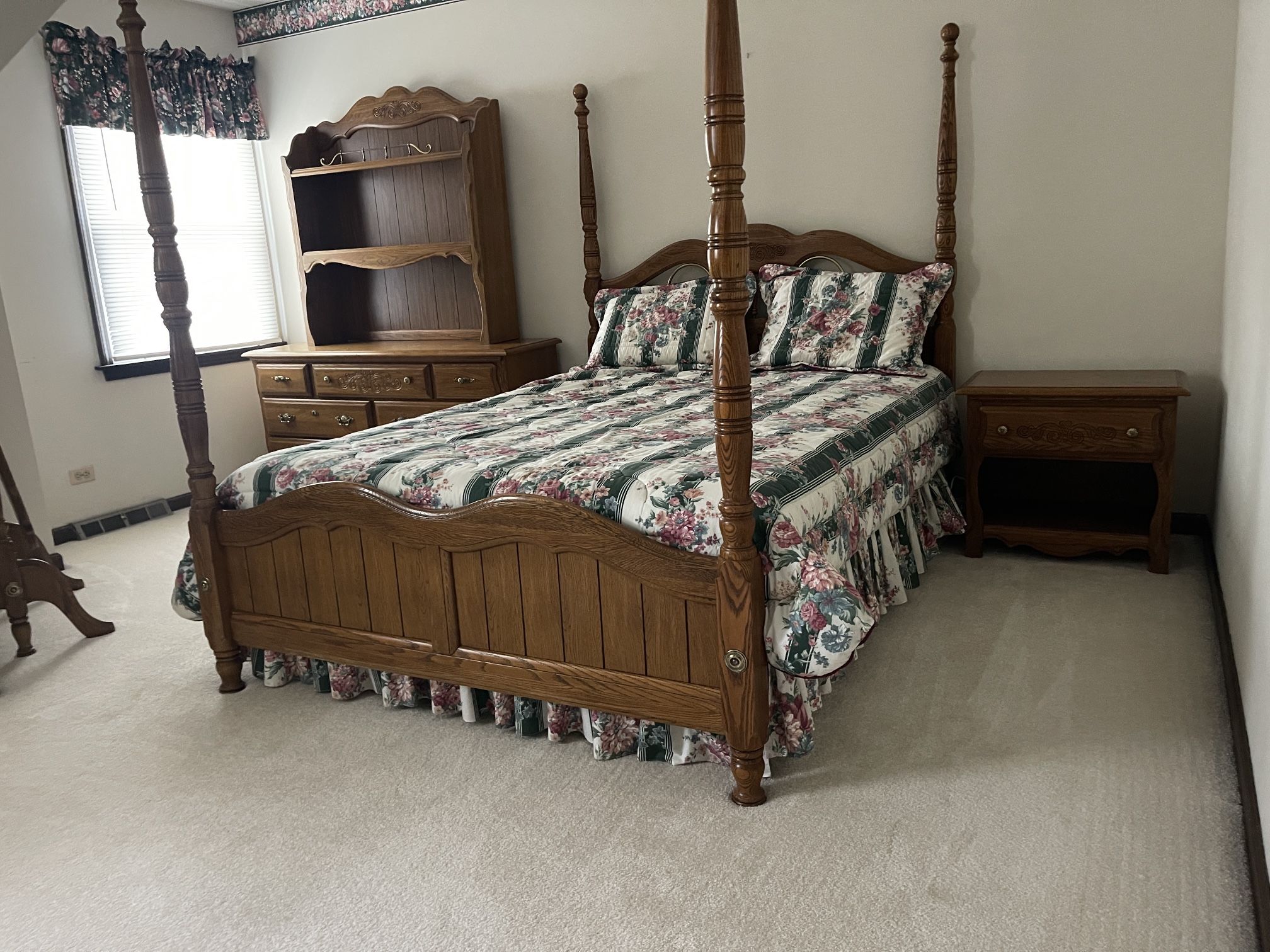 Vintage bedroom set – poster bed, dresser and nightstand.