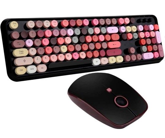 Keyboard and Mouse Sets, Wireless, Reliable 2.4 GHz Connectivity for PC,Laptop,Smart TV and More (Black Colorful)