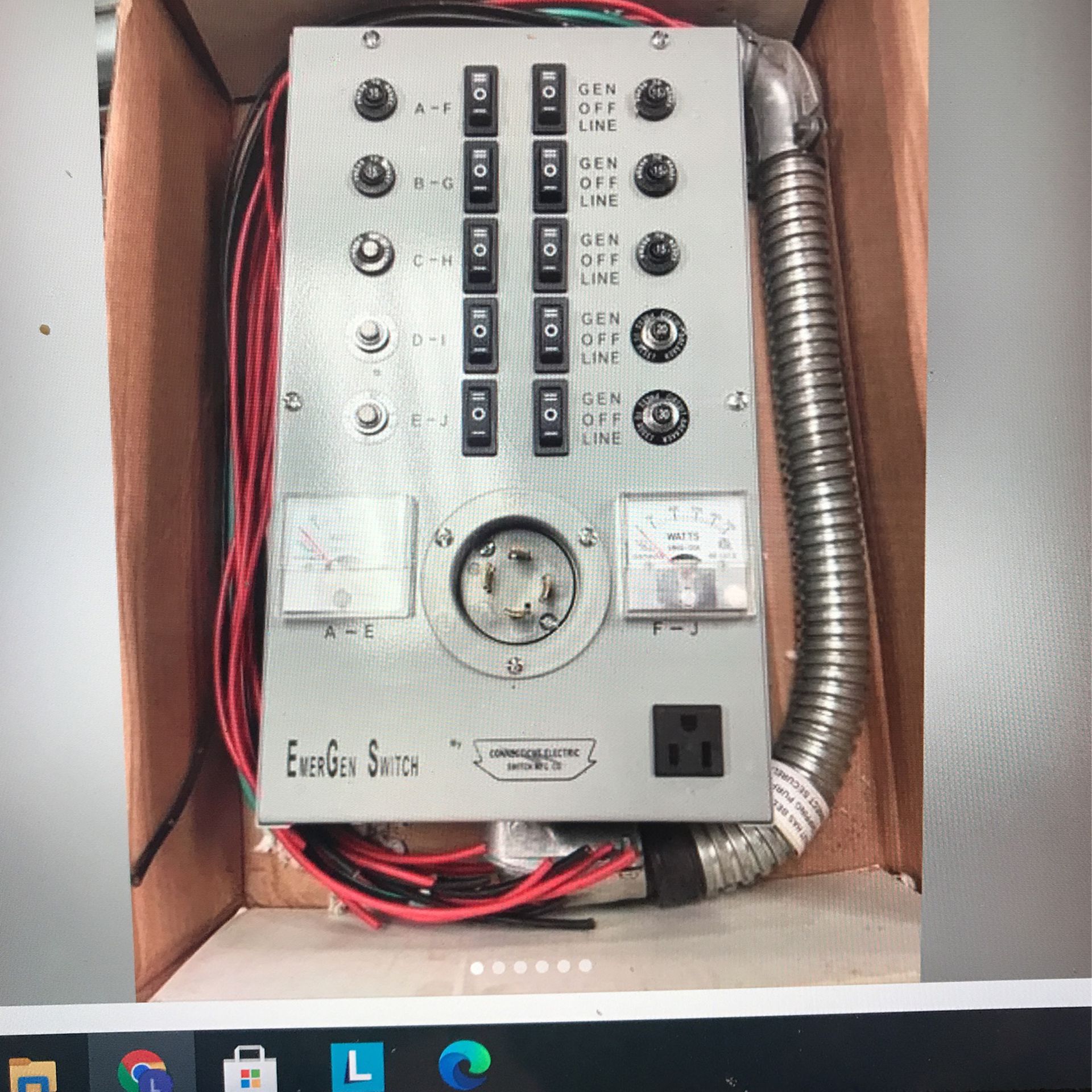 EMERGEN Manual Transfer Switch Model # 10-7500 For Portable Generator 