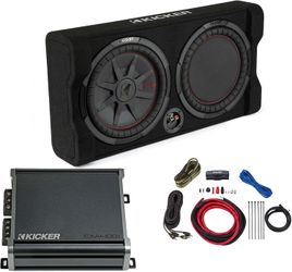 Kicker Comp RT 12" Subwoofer Enclosure Package + 46CXA4001 Amp & Wire Kit