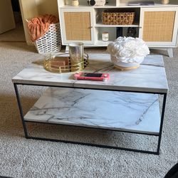 White & Black Faux Marble Coffee Table - Negotiable Price