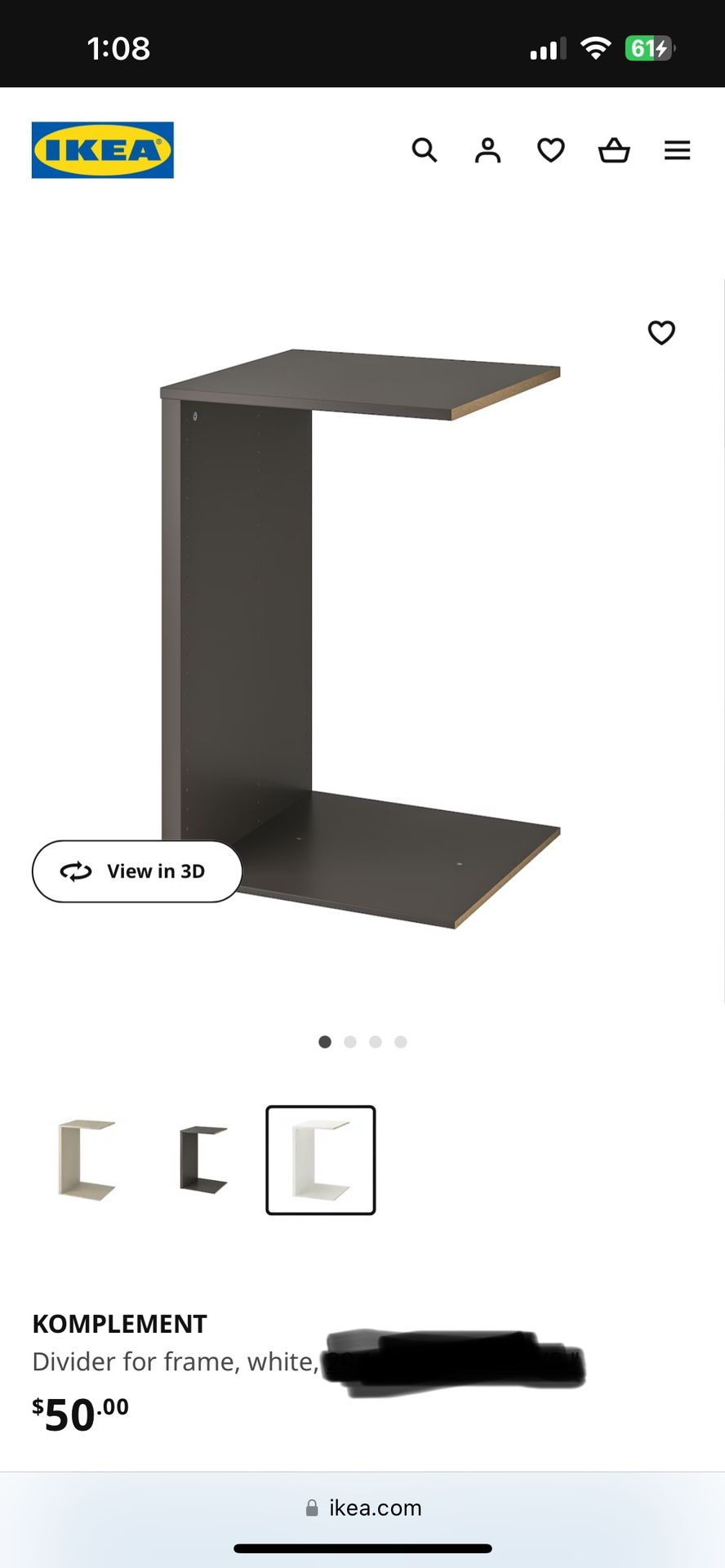 Ikea Pax Komplement Divider 39”x14”