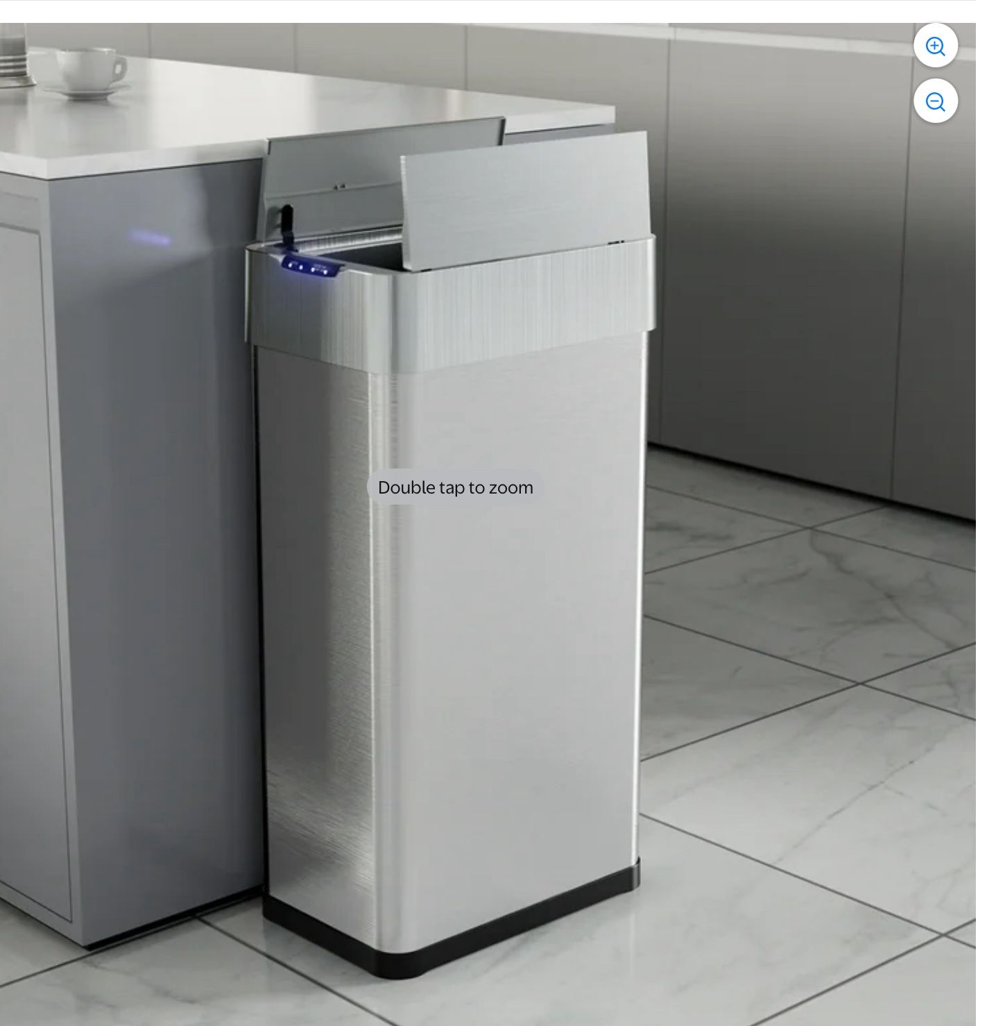 18 Gal Touchless Trash Can Silver