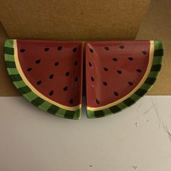 2 ceramic watermelon plates