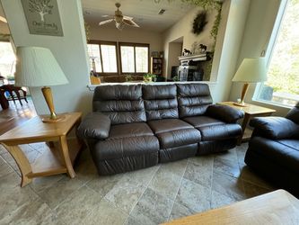 Brown Reclining Sofa and Two Recliners