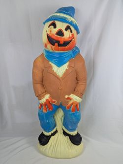 Vintage 1995 Empire 34" Pumpkin Head Scarecrow Lighted Halloween Blow Mold