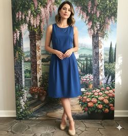 Japna Sleeveless Dress. Blue Short Dress. Vestido sin manga