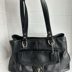 Coach F19044 Carryall Penelope Black Leather Shoulder Bag