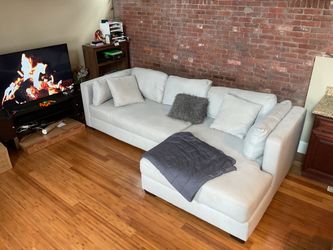 Grey Fabric LARGE 2 Sectional Sofa with Chaise