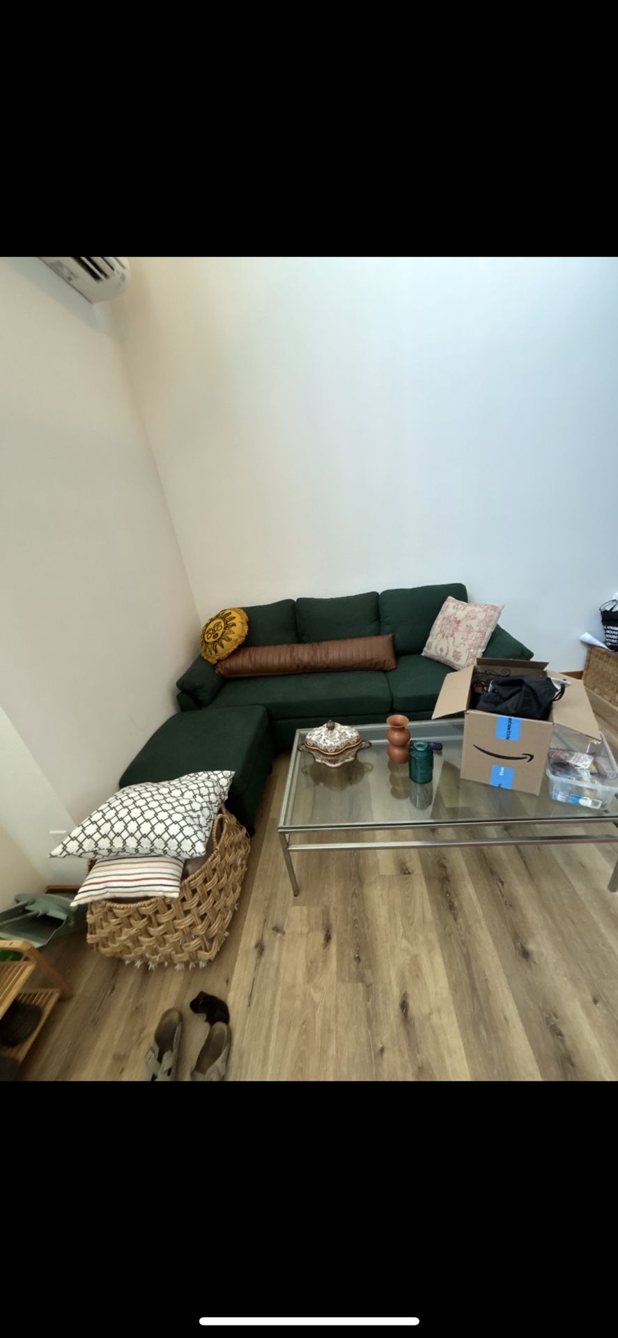 Small green L-shape Couch