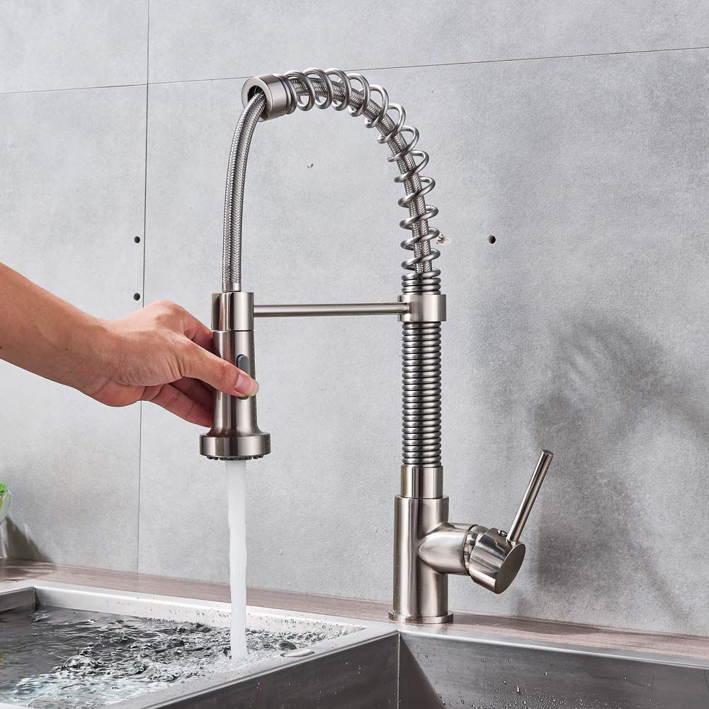 Stainless Steel Single Handle Pull Down Brushed Nickel Kitchen Faucet,