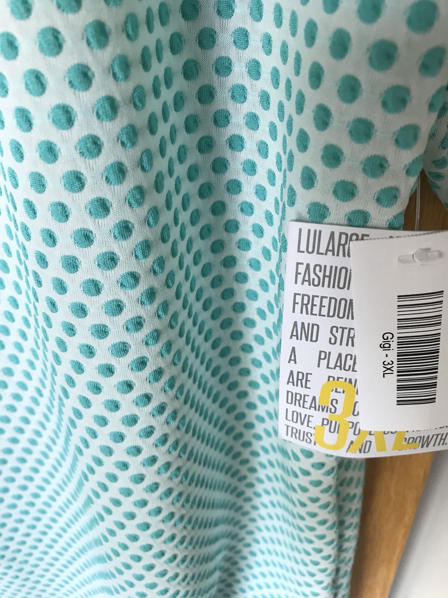Lularoe NWT 3xl Gigi white & teal polka dots