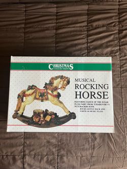 Vintage 1991 Christmas Musical Rocking Horse Sugar Plum Fairy figurine, 12.5" by Giny Inc.