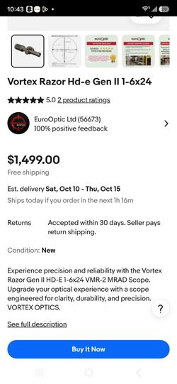 Vortex Razor HD-E Gen II 1-6x24 Scope