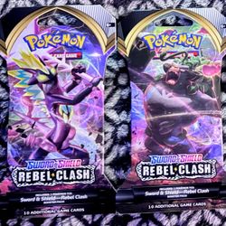 POKEMON SWORD AND SHIELD REBEL CLASH TCG BOOSTER PACKS 4 PACKS TOTAL