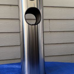 Uline Stainless Steel Lobby Trash Can with sanitizing wiper station 