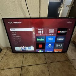 49’ TCL 4K Smart Tv W/ Remote (ROKU) Installed 