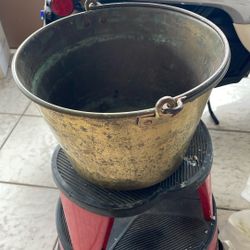 Antique Spun Brass Bucket 