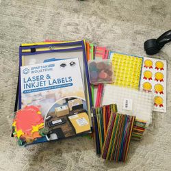 Teacher Classroom Supplies Lot – Stickers, Labels, Clips, Pouches & More