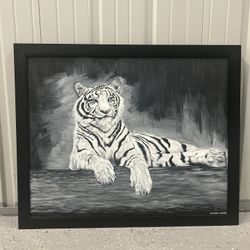 White Tiger Canvas Painting
