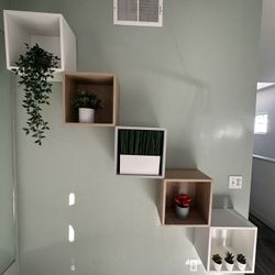 IKEA EKET Wall-Mount Cube Shelves – 5 Total (Tan, White, G