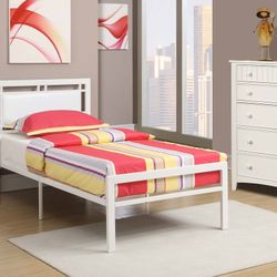 White Twin Size Bed Frame With Mattress 