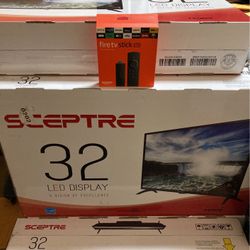 32 Inch Flat Screen LED Tv + Amazon Fire Stick  Video Streaming 