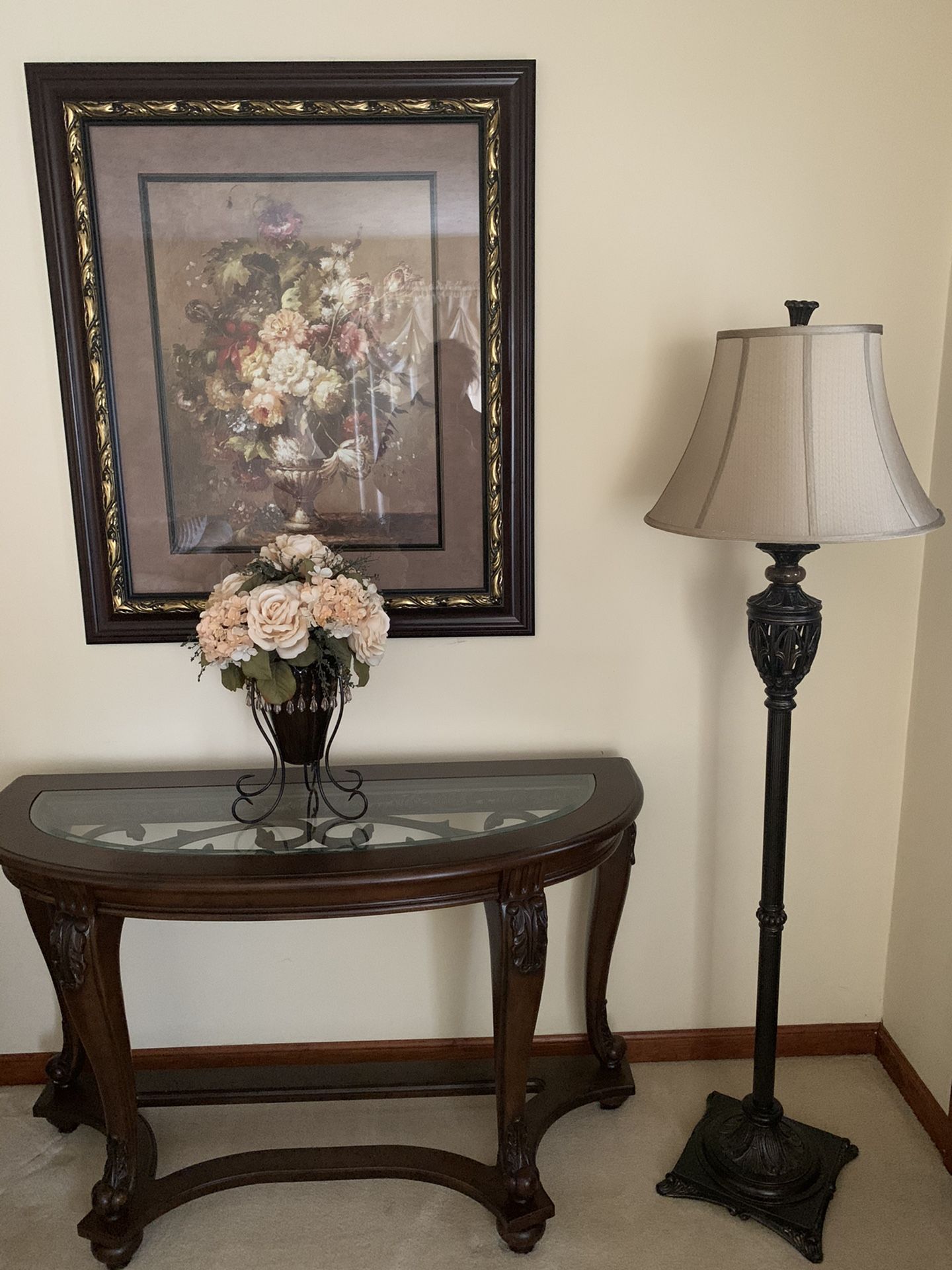 Living Room Furniture, Lamps, and Pictures