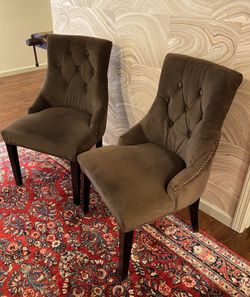 Brown velvet chairs