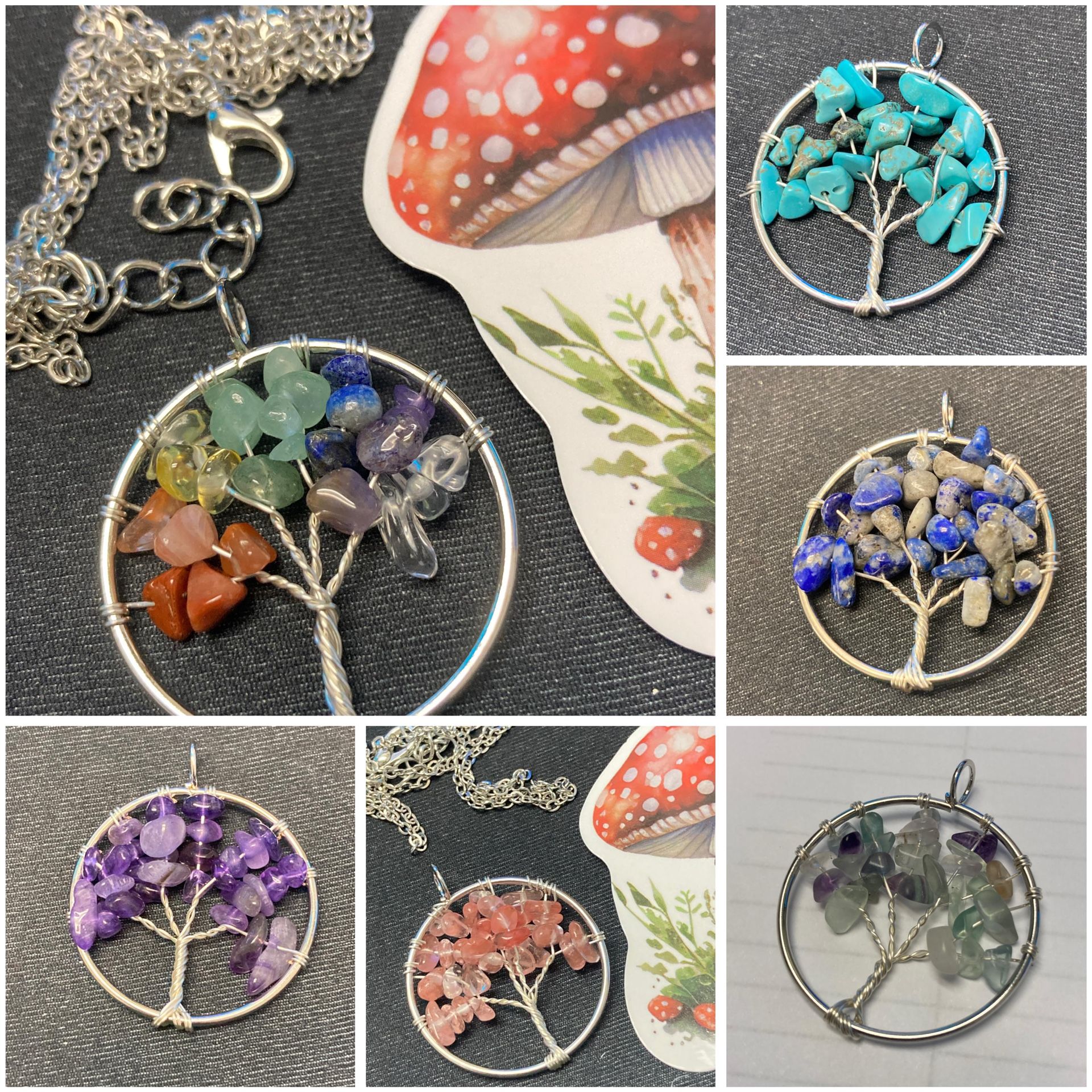 Gemstone Wire Wrapped Chakra Necklace