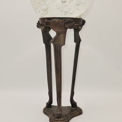 Large Clear Paperweight With Brass Stand