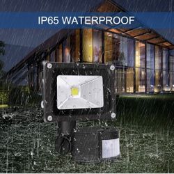 Z Motion Sensor Flood Lights Outdoor,10W Induction LED Lamp, IP65 Waterproof Spotlight,6500K LED Sensor Light,Security Light with US 3-Plug (Daylight 