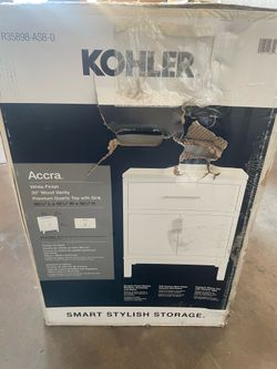 KOHLER Accra 30in. Single Sink Freestanding White Bath Vanity with Pure White Quartz Top Assembled