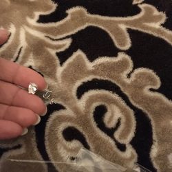 Real Silver Zircon Diamonds Stud Earrings 