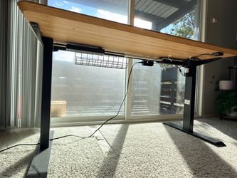 Electric Standing Desk with Bamboo Top