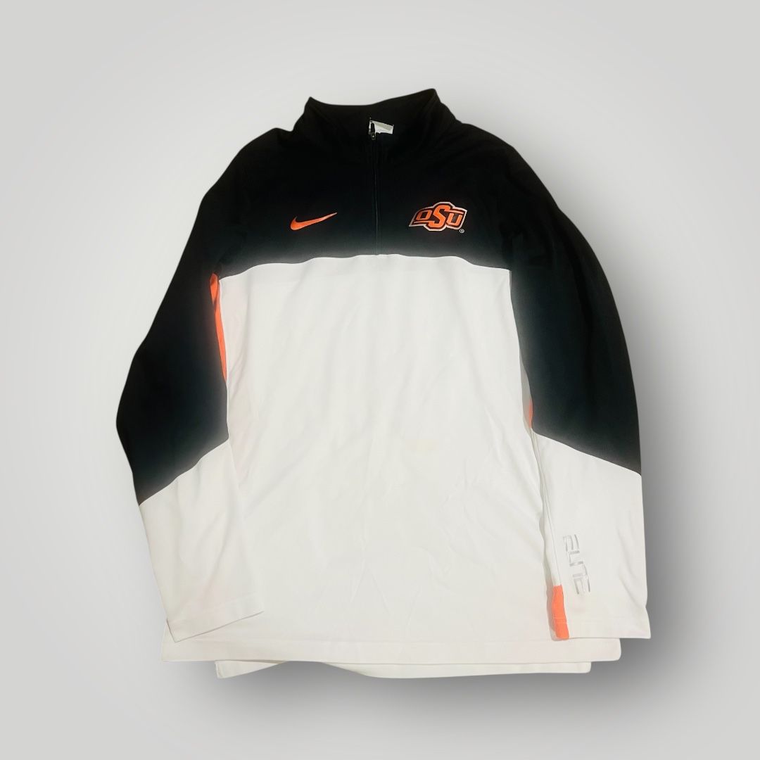 Nike OSU Dri-Fit Elite Shirt 1/4 Zip Pullover white & Orange Size medium