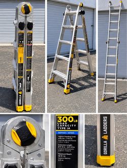 Gorilla Ladders 18’ Reach Multi-Position Aluminum Ladder – 300 lb Type IA