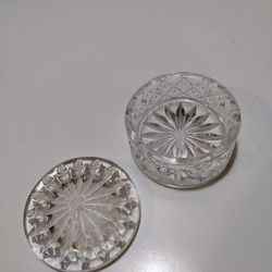 NEW VTG LOVELY Heavy Cut WATERFORD CRYSTAL Round Trinket Ring Box - 2.5"X1.5